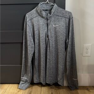 Nike Dri-Fit Men’s Running Quarter Zip Heather Gray Long Sleeve Medium